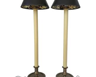 Pair Of Chapman Brass Candlestick Lamps