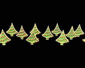 MCM Brass Christmas Tree Napkin Rings