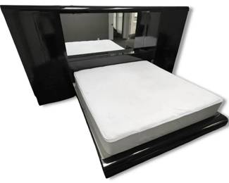 KingSized Black Lighted Headboard Dresser  Bed Frame