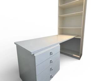 White Modular Desk  Bookcase