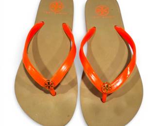 Tory Burch Orange Flip Flop Sandals w COA