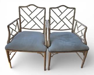 Two Cane Style Wood Chairs