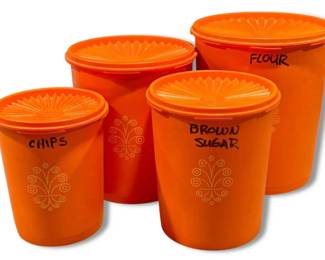 Vintage Orange Tupperware Canister Set
