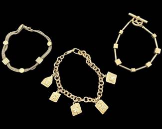 Three 925 Sterling Silver Geometric Bracelets 41.35g