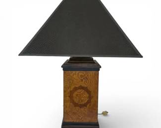 Inlaid Wood Base Table Lamp