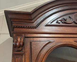 Fantastic China/Curio Cabinet with Doors, Carved Wood Details; With Key