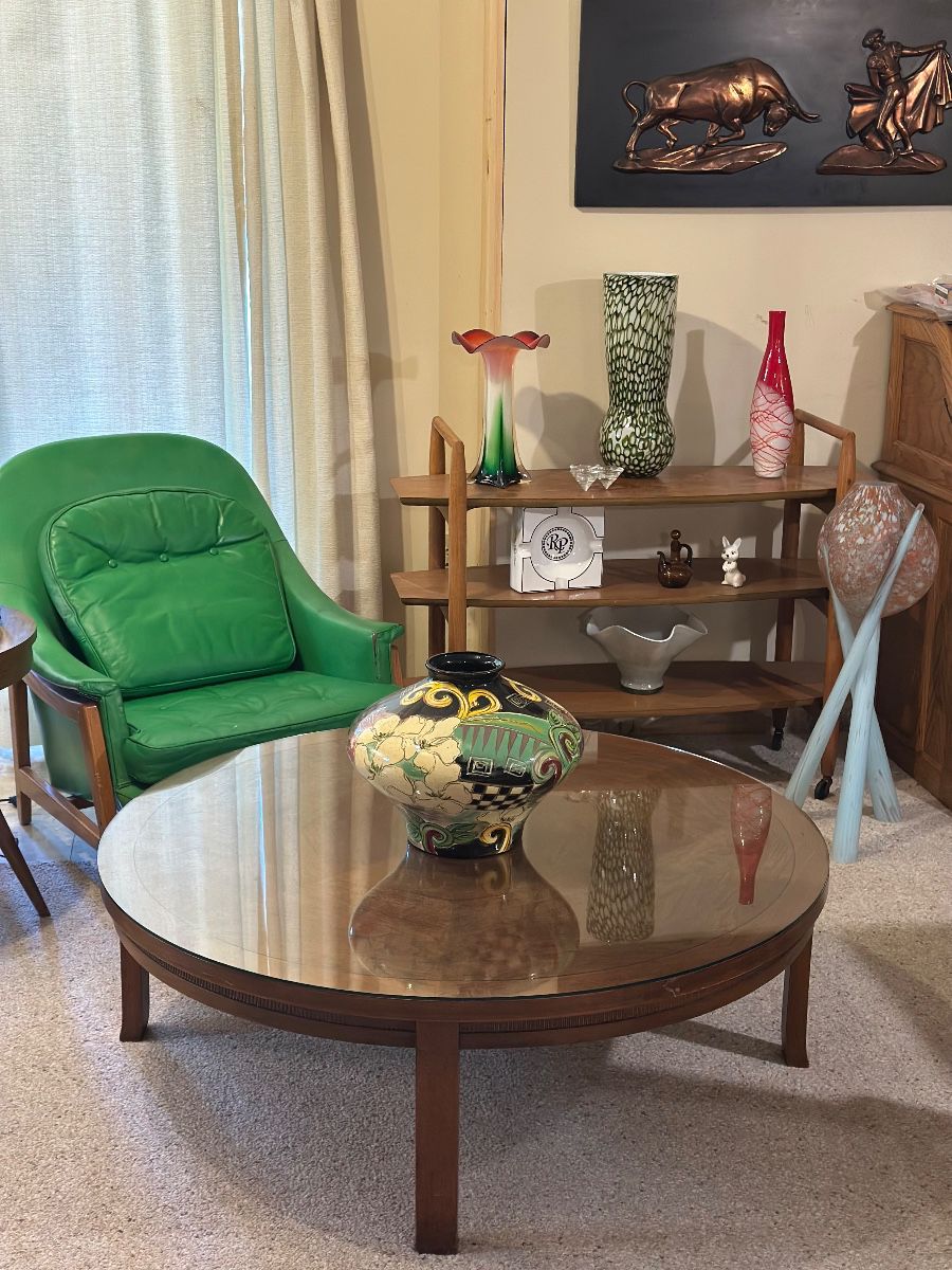 Fabulous Mid Century Modern furniture,  Dunbar Janus lounge green chair, designed by Edward Wormly  