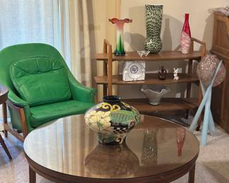 Fabulous Mid Century Modern furniture,  Dunbar Janus lounge green chair, designed by Edward Wormly  