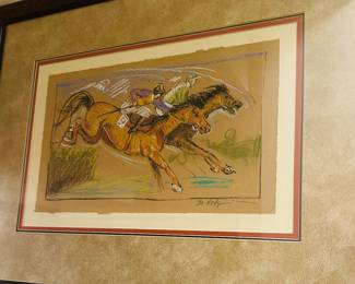 Signed by contemporary artist M Rogers original  equestrian artwork 