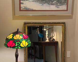 Tiffany style lamp , large mirror 
