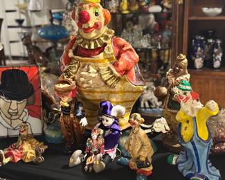Vintage clown figurines made of  papier mache'