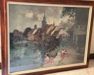 Signed  Jules Herve  "Mountain Idyll"  sight 31x23