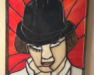 Stained glass of  Alex Delarge from " A Clockwork Orange " pop culture 