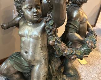Bronze cherub table base/ sculpture signed  S Keliam 33" T 38"Diameter 