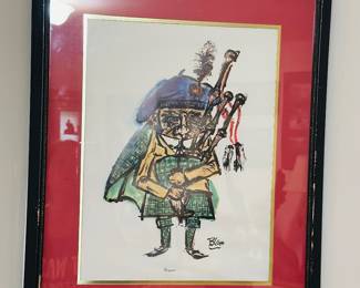 Litho print "Bagpiper" signed Morton Blatt 