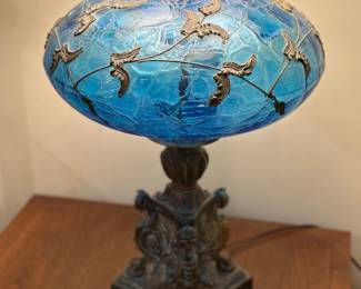 Falkenstein blue glass lamps (pair) 