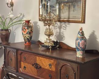 Vintage buffet , baroque style 5 arm candelabra