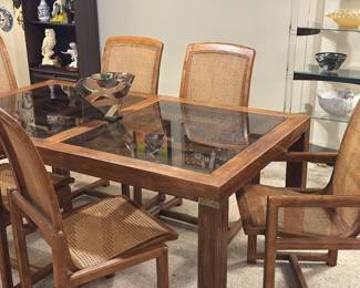 Drexal / Woodbriar collection dining set with 6 chairs 