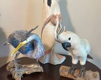 Fabulous birds made of leather similar to Fredrico Bustamante signed 