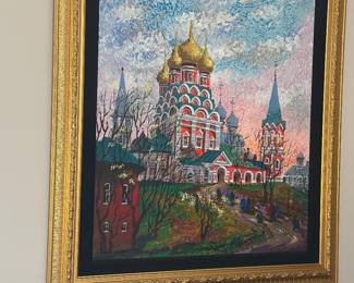 Red Cathedral limited Edition serigraph on canvas by Anatole Krasnyansky