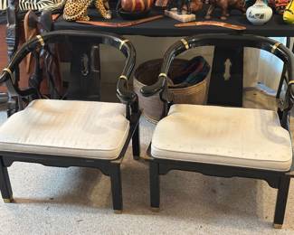 James Mont for Century vintage black lacquer armchair 