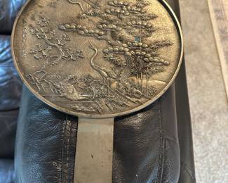 Japanese bronze hand mirror