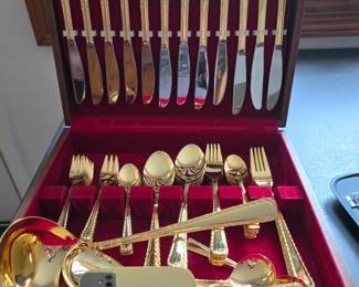 Gold plated flatware for 12