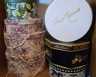 Hat boxes, some are vintage