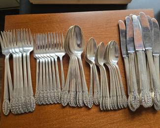 Silver plated flatware for 8
