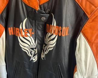 Harley Davidson Orange and Black Jacket
