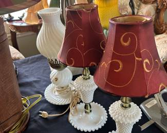 Milk Glass Lamps Redand Gold Shade 