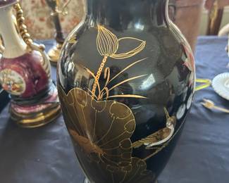 Asian Black Laquer Lamp