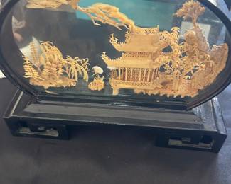 Chinese Hand Carved Cork Diorama 