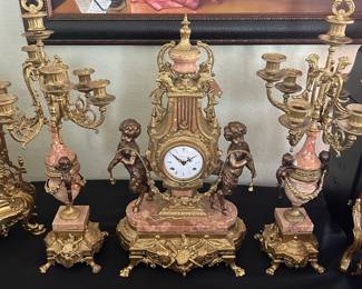 Mantle Clock Candlelabra Set Italy 