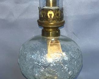 Atwood Glass Oil Lamp with Decorative Plum Base and Chimney 