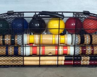 Eddie Bauer Croquet Set In Wire Carrying Caddy