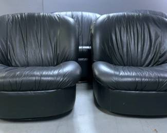 Leggett & Platt Leather Swivel Lounge Chairs, Qty 4 