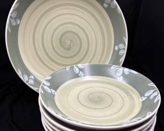 Villa Romana Olive Green Swirl Pasta Bowl Set