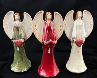 Vintage Believe Heavenly Angel Holding Heart Figurines