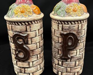 Vintage Basket Weave Salt and Pepper Shakers