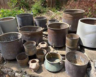 Antique Copper and Brass Planters
