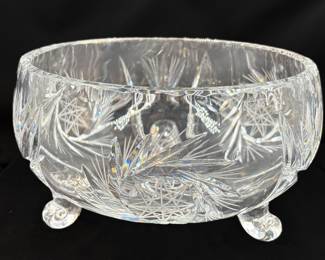 Vintage Cut Bohemia Czech Crystal Pinwheel Star Footed Bowl