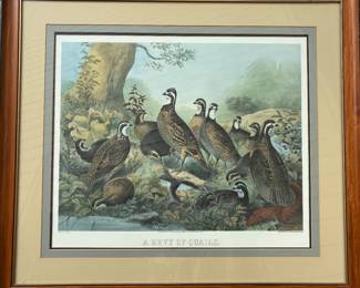 “A Bevy of Quails" by J. S. Hill - 34”x30” Framed