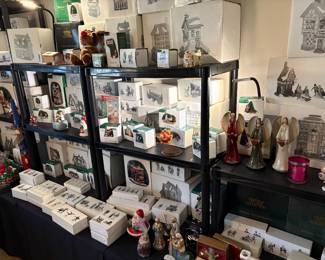 Large collection of Department 56 Dickens Village Buildings and Accessories