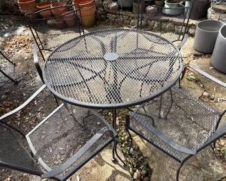Wrought Iron Mesh Patio Dining Set