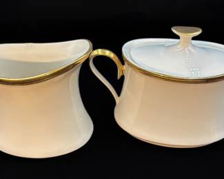 Lenox Eternal Creamer and Sugar Bowl Set with Lid