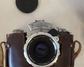 1950s Exacta VX 35mm SLR Camera Case & Attachments and other vintage cameras