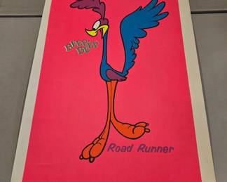 1960s Warner Bros WB12 Road Runner Day Glo Poster