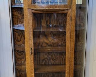 Oak leaded glass china cabinet