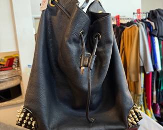 Phillip Plein Black leather Gold Stud Bag
